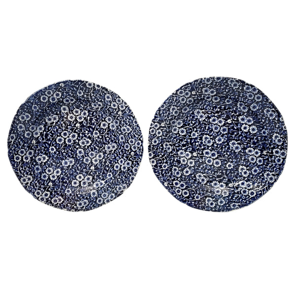 Vintage Royal Crownford Dinner Plates Set fo 6 Blue Calico Staffordshire England