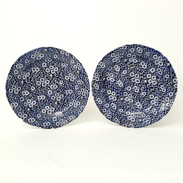 Vintage Royal Crownford Dinner Plates Set fo 6 Blue Calico Staffordshire England