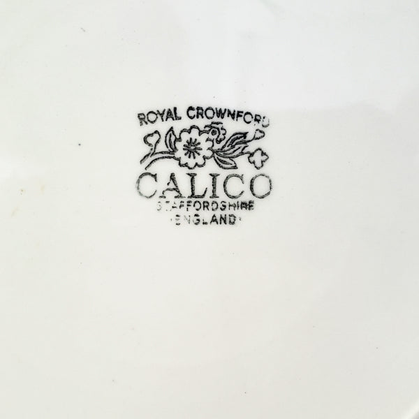 Vintage Royal Crownford Dinner Plates Set fo 6 Blue Calico Staffordshire England