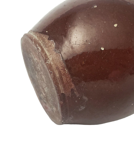 Antique Glazed Redware Apple Butter Preserve Crock 4 1/4" Pennsylvania