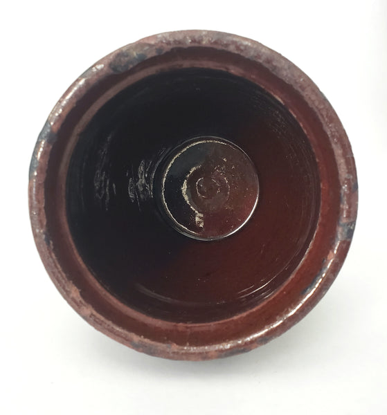 Antique Glazed Redware Apple Butter Preserve Crock 4 1/4" Pennsylvania