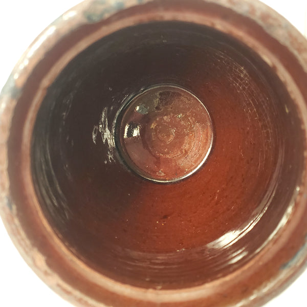 Antique Glazed Redware Apple Butter Preserve Crock 4 1/4" Pennsylvania