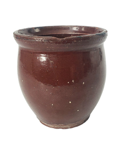 Antique Glazed Redware Apple Butter Preserve Crock 4 1/4" Pennsylvania