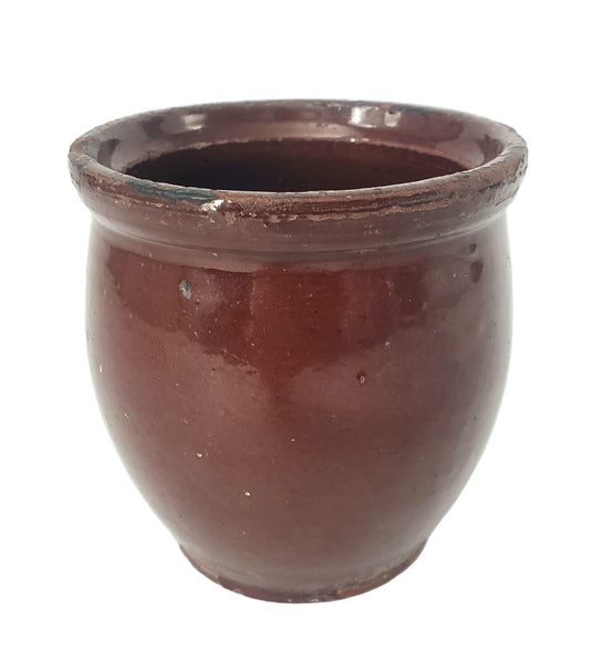 Antique Glazed Redware Apple Butter Preserve Crock 4 1/4" Pennsylvania