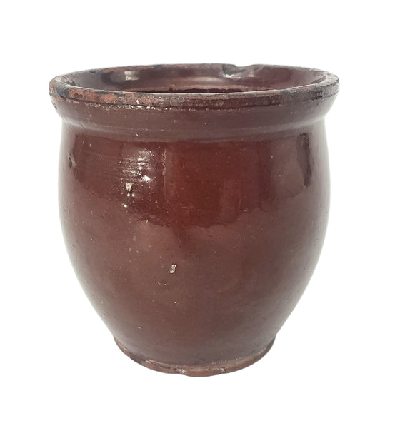 Antique Glazed Redware Apple Butter Preserve Crock 4 1/4" Pennsylvania