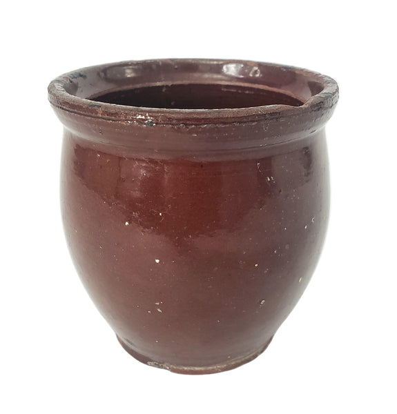 Antique Glazed Redware Apple Butter Preserve Crock 4 1/4" Pennsylvania