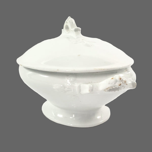 Antique White Ironstone Oval Vegetable Tureen by Wedgwood & Co. Staffordshire England