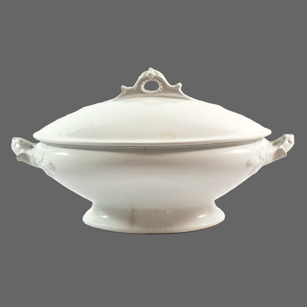 Antique White Ironstone Oval Vegetable Tureen by Wedgwood & Co. Staffordshire England