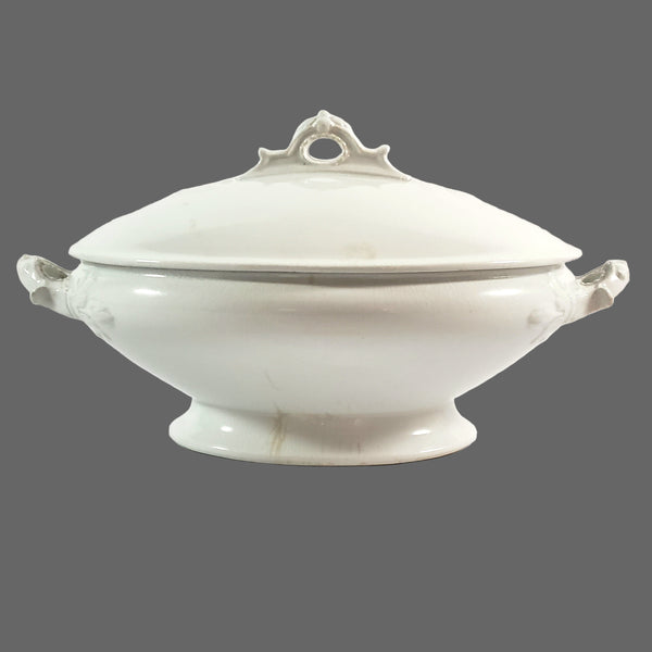 Antique White Ironstone Oval Vegetable Tureen by Wedgwood & Co. Staffordshire England