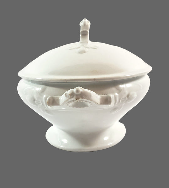 Antique White Ironstone Oval Vegetable Tureen by Wedgwood & Co. Staffordshire England