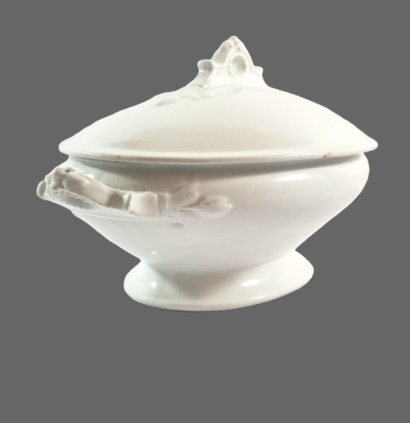 Antique White Ironstone Oval Vegetable Tureen by Wedgwood & Co. Staffordshire England