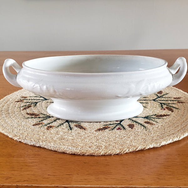 Antique White Ironstone Tureen No Lid Lily of the Valley H Burgess England