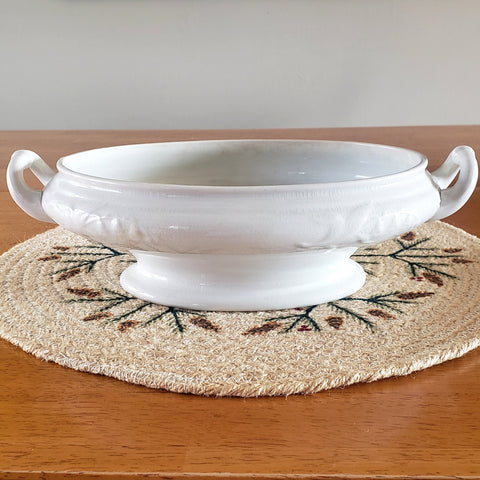 Antique White Ironstone Tureen No Lid Lily of the Valley H Burgess England