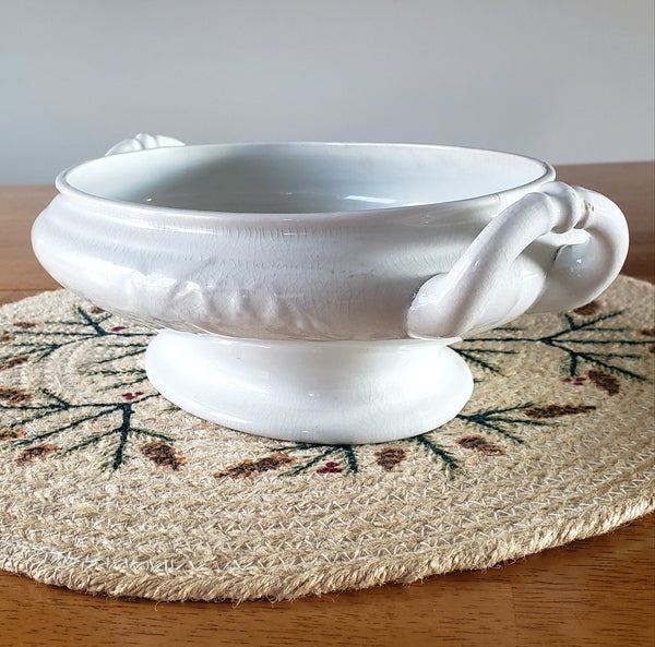 Antique White Ironstone Vegetable Tureen No Lid Lily of the Valley H Burgess England