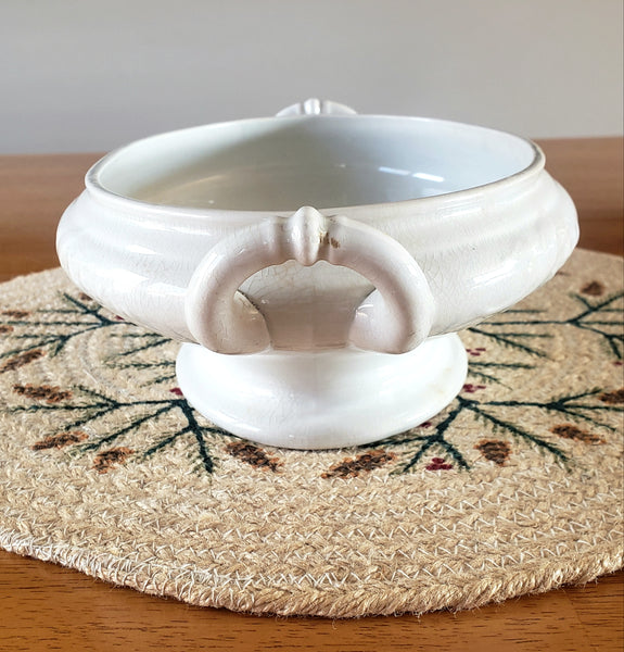 Antique White Ironstone Vegetable Tureen No Lid Lily of the Valley H Burgess England