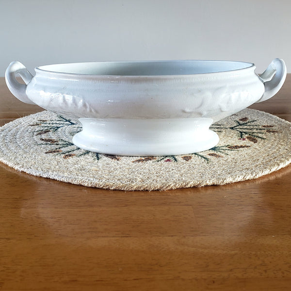 Antique White Ironstone Vegetable Tureen No Lid Lily of the Valley H Burgess England