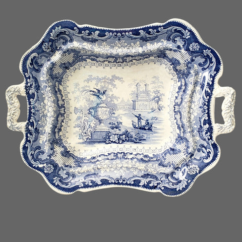 Antique Blue & White Transferware Vegetable Serving Dish Canova Pattern England