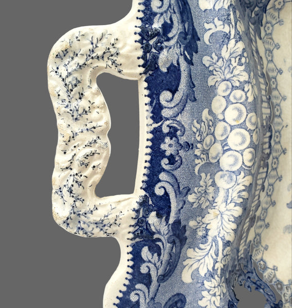 Antique Blue & White Transferware Vegetable Serving Dish Canova Pattern England