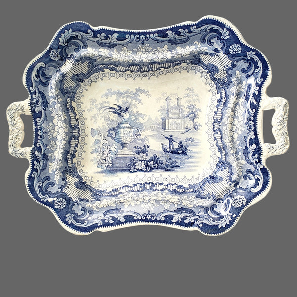 Antique Blue & White Transferware Vegetable Serving Dish Canova Pattern England
