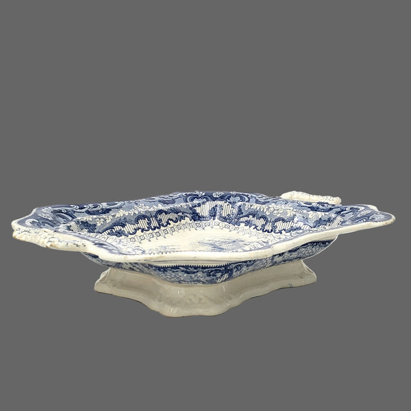 Antique Blue & White Transferware Vegetable Serving Dish Canova Pattern England