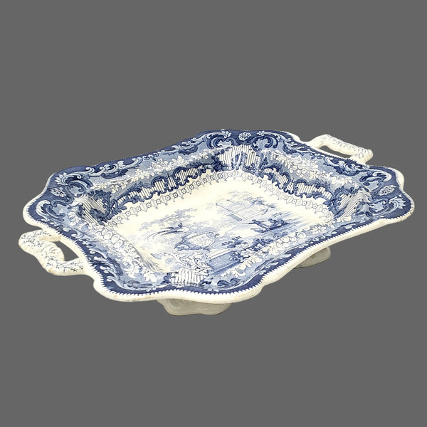 Antique Blue & White Transferware Vegetable Serving Dish Canova Pattern England