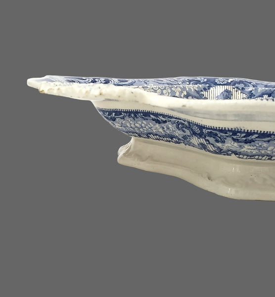 Antique Blue & White Transferware Vegetable Serving Dish Canova Pattern England