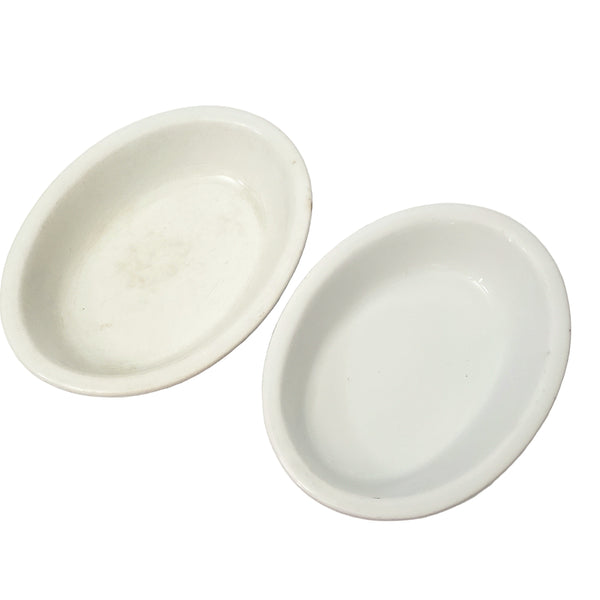 Antique White Ironstone Oval Vegetable Bowls Collection of 2 Johnson Brothers England