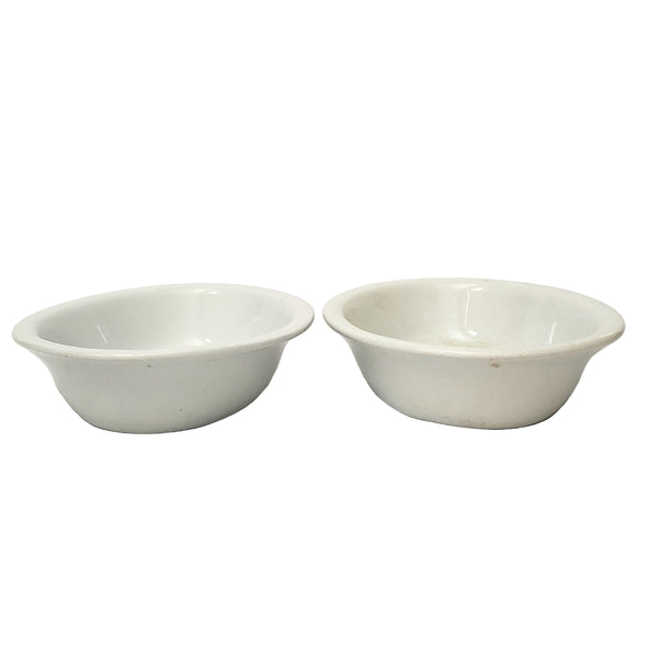 Antique White Ironstone Oval Vegetable Bowls Collection of 2 Johnson Brothers England