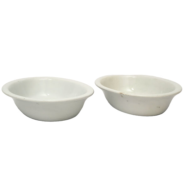 Antique White Ironstone Oval Vegetable Bowls Collection of 2 Johnson Brothers England