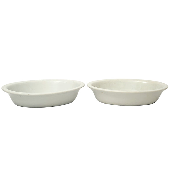 Antique White Ironstone Oval Vegetable Bowls Collection of 2 Johnson Brothers England