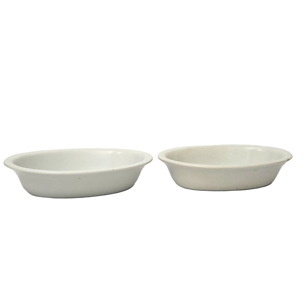 Antique White Ironstone Oval Vegetable Bowls Collection of 2 Johnson Brothers England