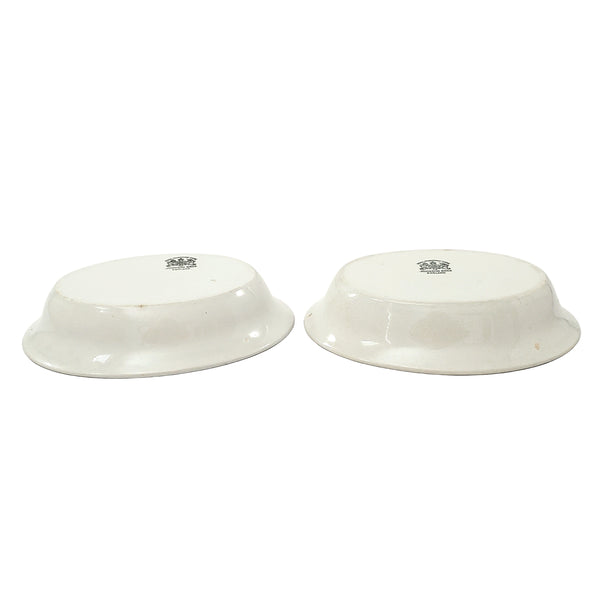 Antique White Ironstone Oval Vegetable Bowls Collection of 2 Johnson Brothers England