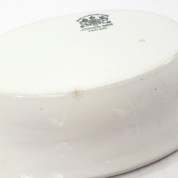 Antique White Ironstone Oval Vegetable Bowls Collection of 2 Johnson Brothers England