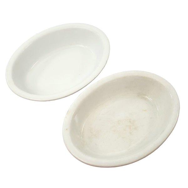 Antique White Ironstone Oval Vegetable Bowls Collection of 2 Johnson Brothers England