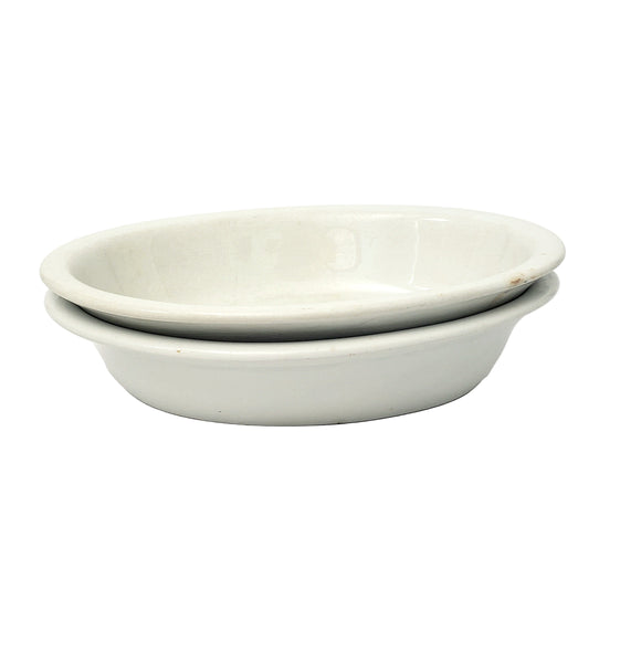Antique White Ironstone Oval Vegetable Bowls Collection of 2 Johnson Brothers England