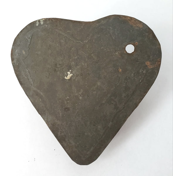 Antique Folk Art Tin Soldered Triple Heart Cookie Cutter Flat Back