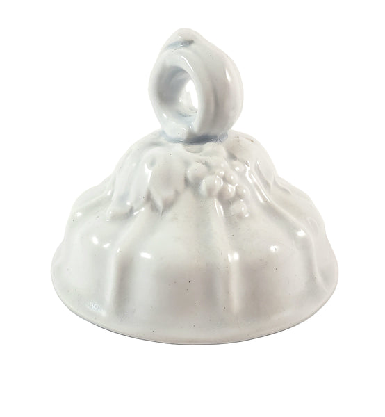 Antique White Ironstone Sugar Bowl with Lid Paneled Grape & Leaf