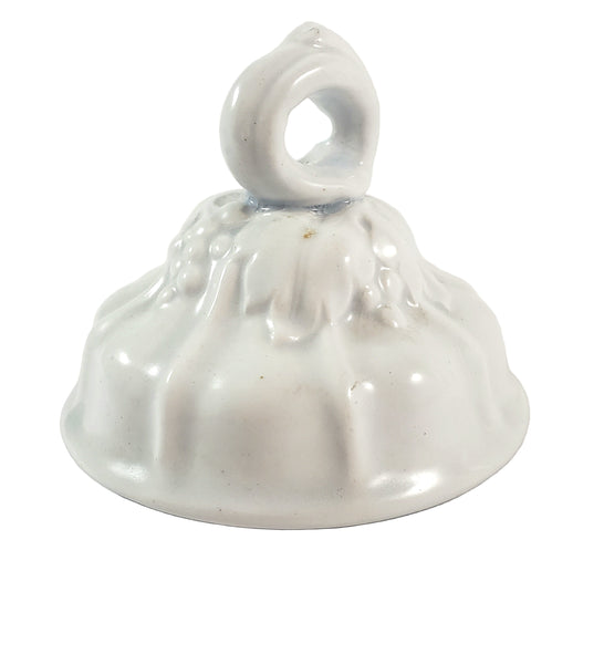 Antique White Ironstone Sugar Bowl with Lid Paneled Grape & Leaf