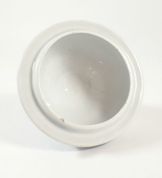 Antique White Ironstone Sugar Bowl with Lid Paneled Grape & Leaf