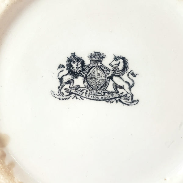 Antique White Ironstone Sugar Bowl with Lid Paneled Grape & Leaf