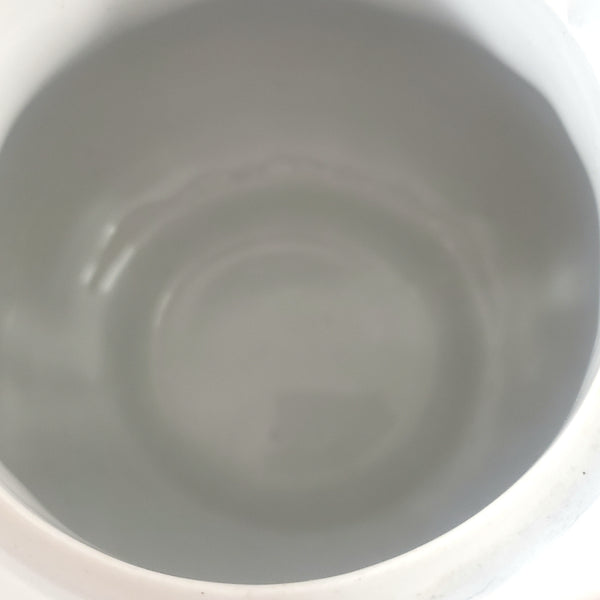 Antique White Ironstone Sugar Bowl with Lid Paneled Grape & Leaf