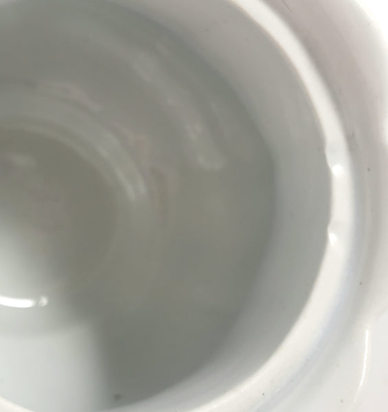 Antique White Ironstone Sugar Bowl with Lid Paneled Grape & Leaf