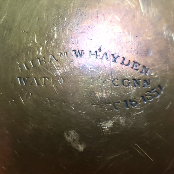 Spun Brass Preserving Kettle Bucket Hiram W. Hayden Waterbury Connecticut Patent 1851