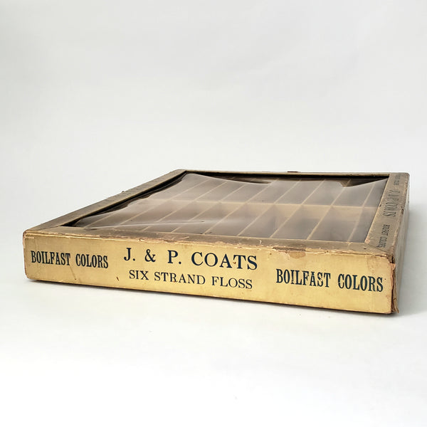 Antique J & P Coats Cardboard Display Case Boilfast Six Strand Floss Advertisement