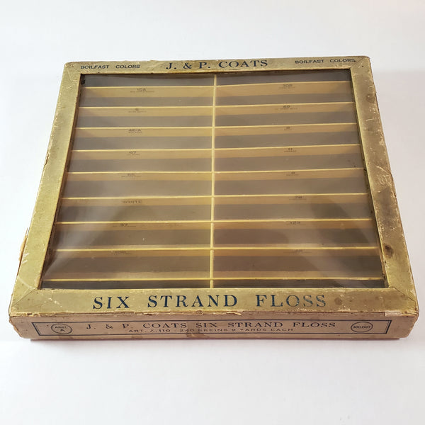 Antique J & P Coats Cardboard Display Case Boilfast Six Strand Floss Advertisement