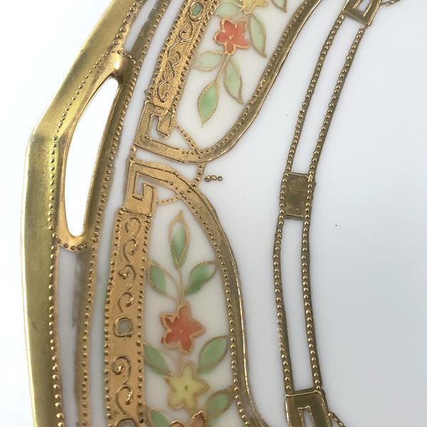 Antique RC Nippon Hand-Painted Porcelain Serving Plate Gold Gilt Moriage 11 inch