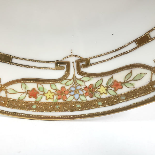 Antique RC Nippon Hand-Painted Porcelain Serving Plate Gold Gilt Moriage 11 inch