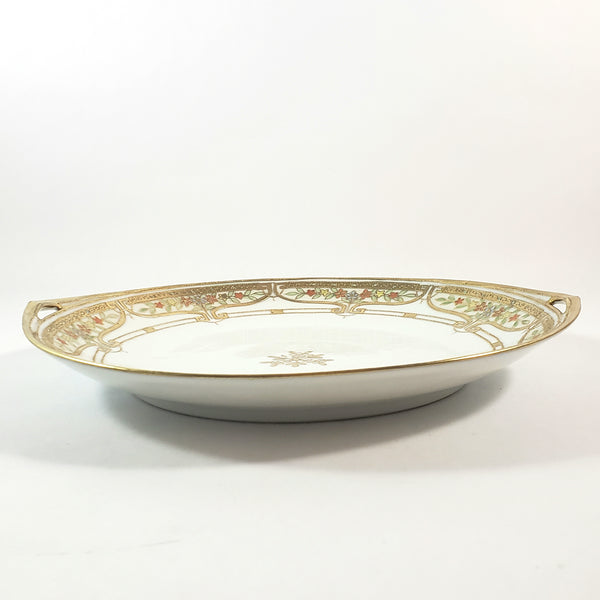 Antique RC Nippon Hand-Painted Porcelain Serving Plate Gold Gilt Moriage 11 inch