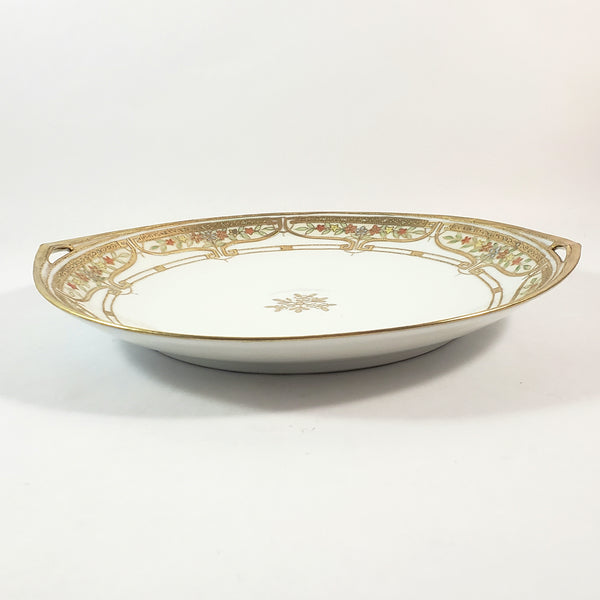 Antique RC Nippon Hand-Painted Porcelain Serving Plate Gold Gilt Moriage 11 inch