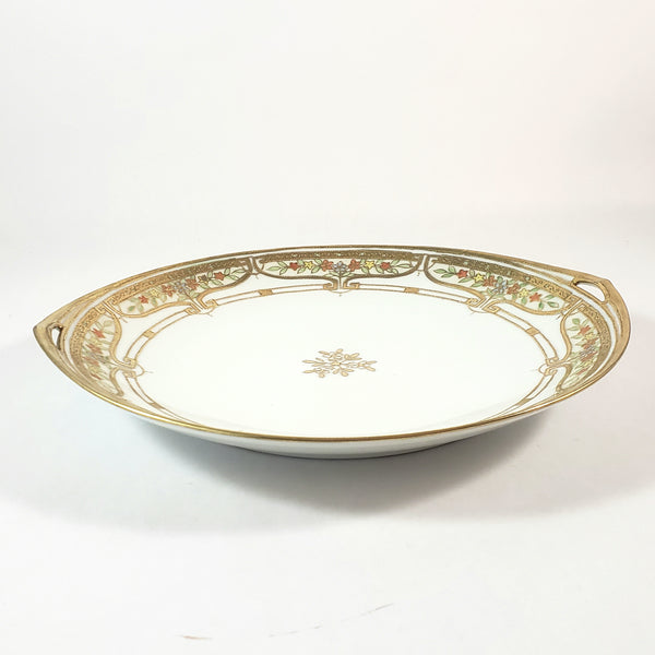 Antique RC Nippon Hand-Painted Porcelain Serving Plate Gold Gilt Moriage 11 inch